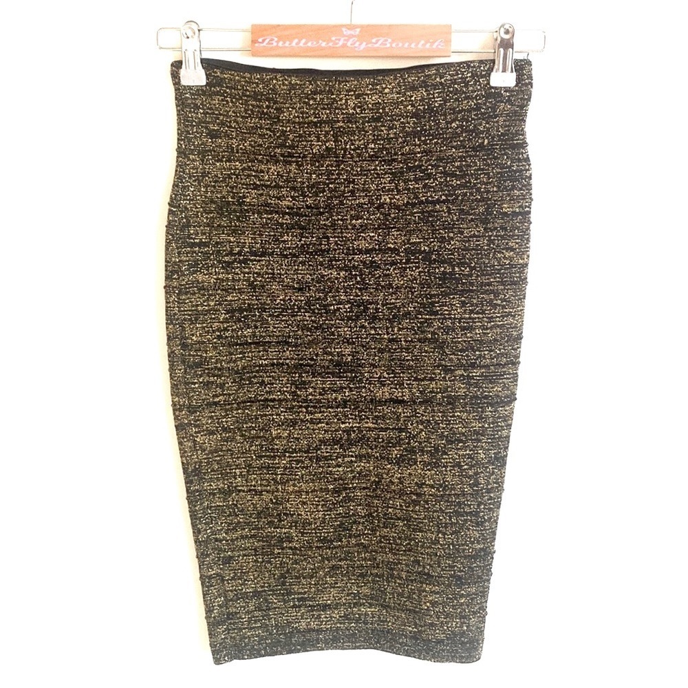 A’gaci textured shimmer‎ black & gold tube skirt, Size Small, NWT